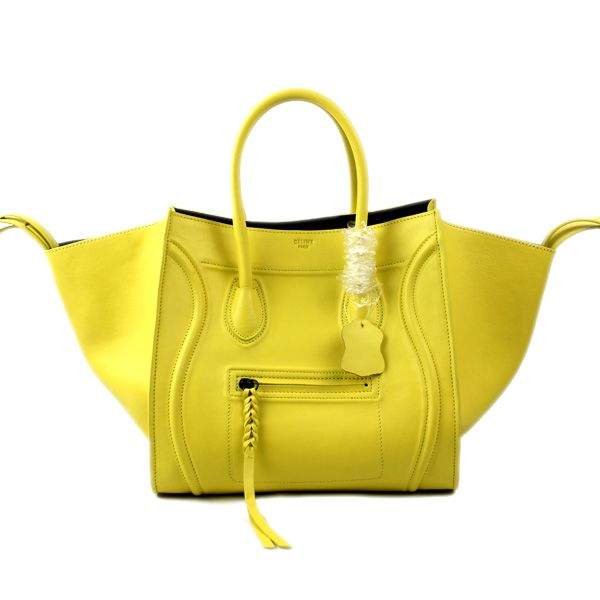 Celine Luggage Phantom Square Tote 88033 Lemon Yellow Original Leather