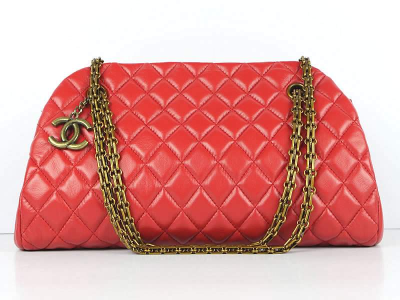 2012 New Arrival Chanel Mademoiselle Bowling Bag 49854 Red Lambskin Leather