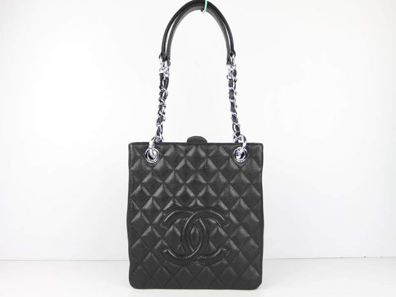 2012 New Arrival Chanel 50994 Black Medium Shopping Bags With Silver Hardware