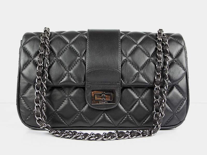 Chanel Fall Winter 2012 Calf Leather Large Flap Bag 65071 Black
