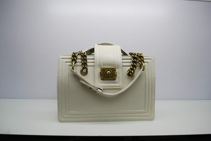2012 New Arrival Chanel 30161 offwhite Calfskin Medium Le Boy Shoulder Bag Gold