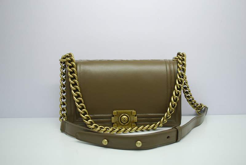 2012 New Arrival Chanel A30157 Khaki Calfskin mini Le Boy Flap Shoulder Bag Gold
