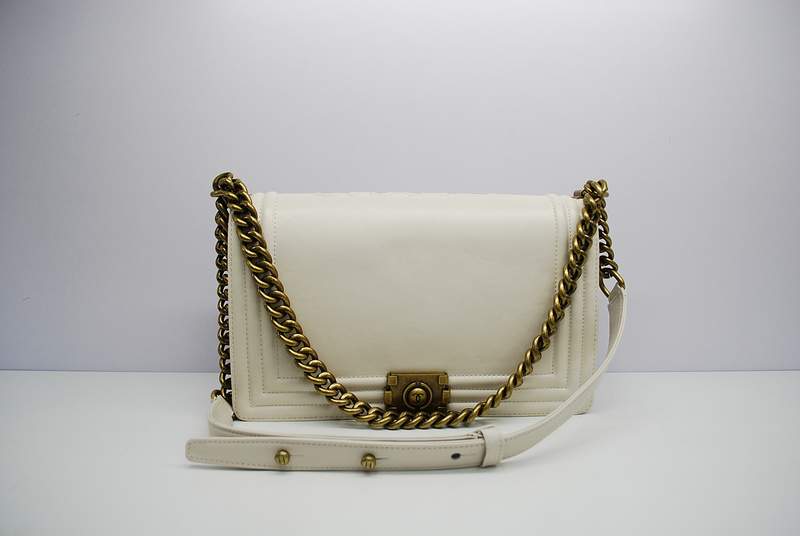 2012 New Arrival Chanel Calfskin Medium Le Boy Flap Shoulder Bag A30159 Offwhite With Bronze Hardware