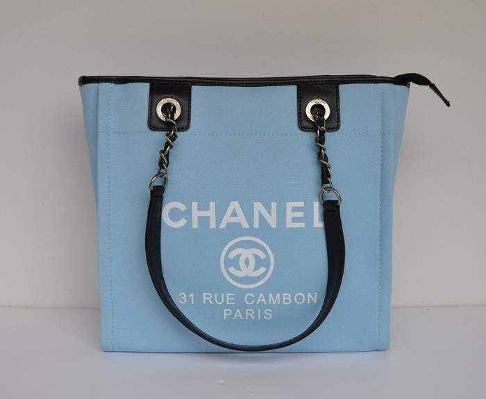 Chanel 66940 Canvas Shopping Bags - Blue