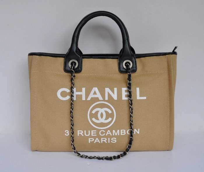 Chanel 66941 Canvas Shopping Bags - Apricot
