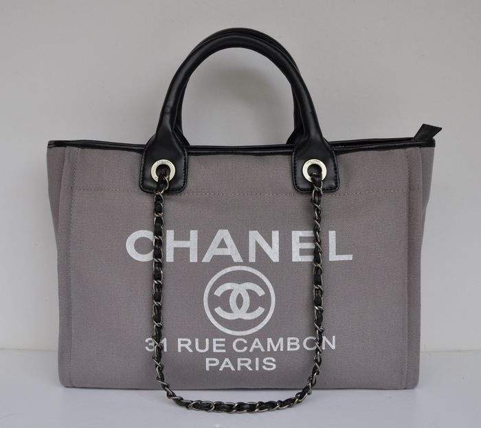 Chanel 66941 Canvas Shopping Bags - Grey