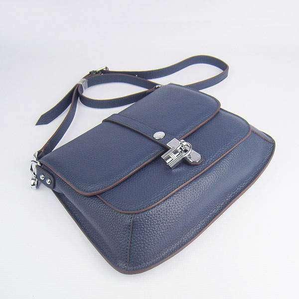 Hermes Togo Leather Messenger Bag - 8079 Dark Blue