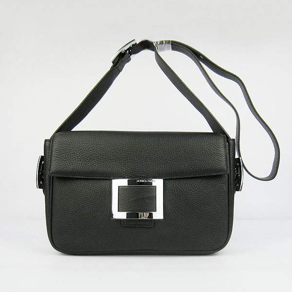 Hermes Togo Leather Messenger Bag - 8082 Black