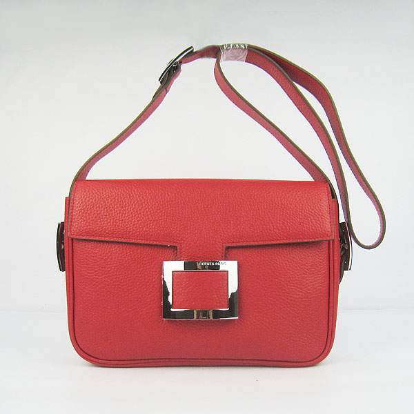 Hermes Togo Leather Messenger Bag - 8082 Red