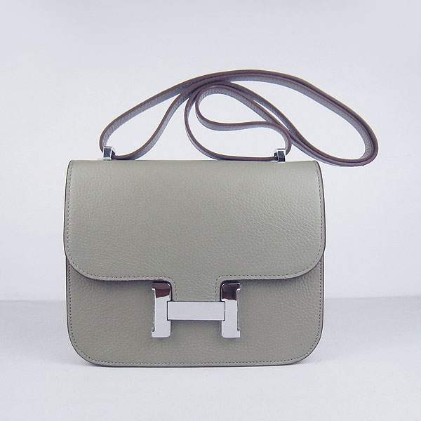 Hermes Constance Calf Leather Bag - H017 Khaki With Silver Hardware