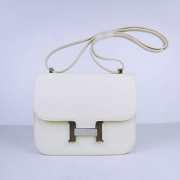 Hermes Constance Calf Leather Bag - H017 Offwhite With Silver Hardware