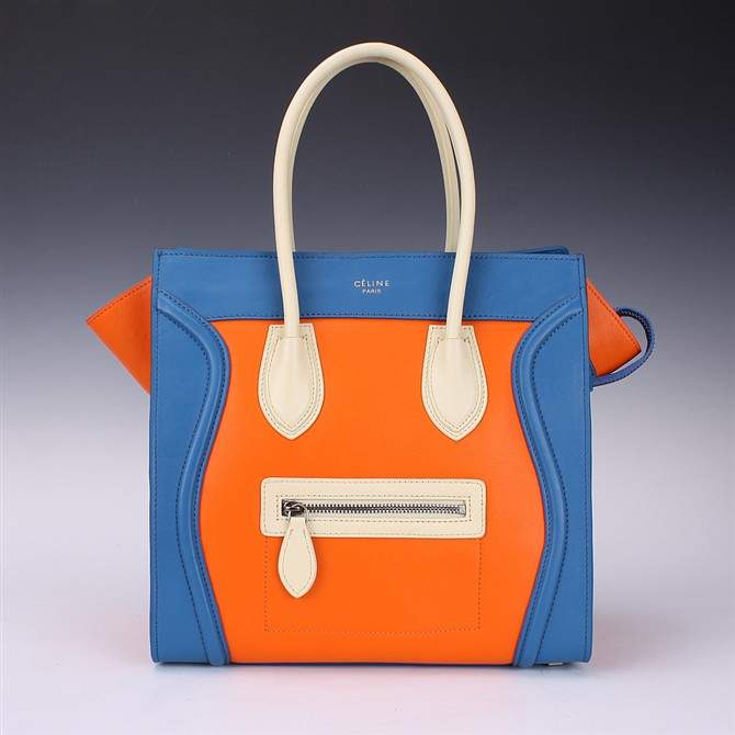 Knockoff Celine Luggage Mini 30cm Tote Bag - 88022 orange blue cream