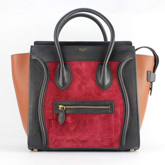 Knockoff Celine Luggage Mini 30cm Tote Bag - 88022 red/brown/black