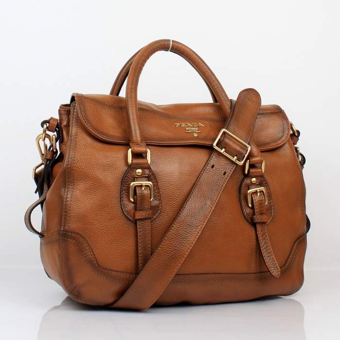 Prada Milled Leather Tote Bag 8828 Tan [Prada8828Tan] Wholesale