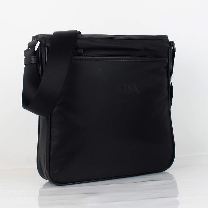 Prada Vela Fabric Flat Messenger Bag 0195 Black