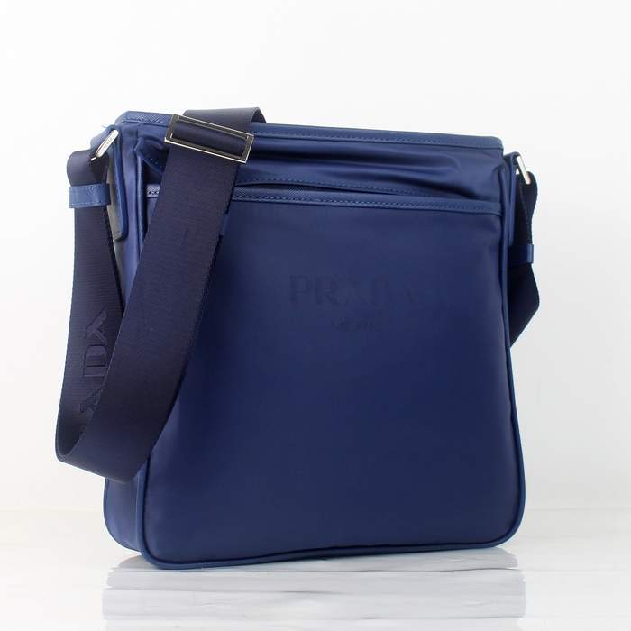 Prada Vela Fabric Flat Messenger Bag 0195 Blue