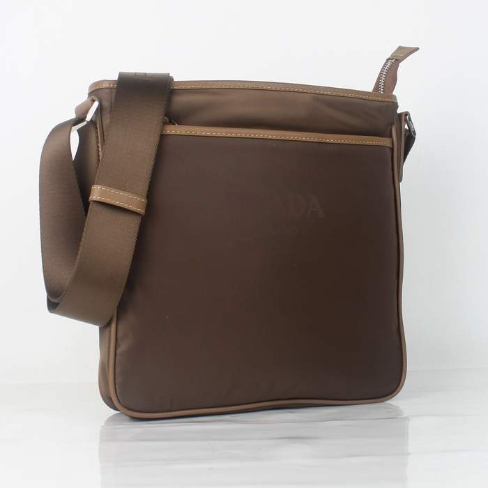 Prada Vela Fabric Flat Messenger Bag 0195 Coffee