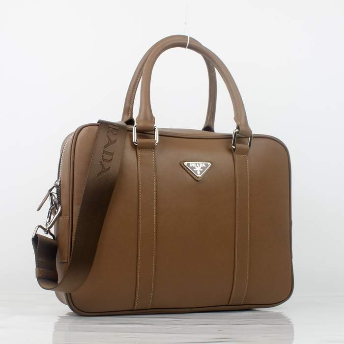 Prada Vela Leather Handbag 0661 Coffee