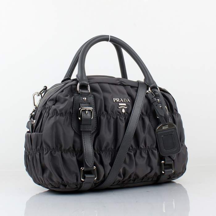 Prada Nylon Jacquard Top Handle Bag Bordeaux BN0397 Grey