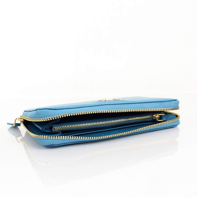 2013 Prada Real Leather Wallet - Prada IM0506A Blue