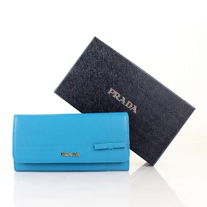 2013 Prada Real Leather Wallet - Prada IM1132C blue