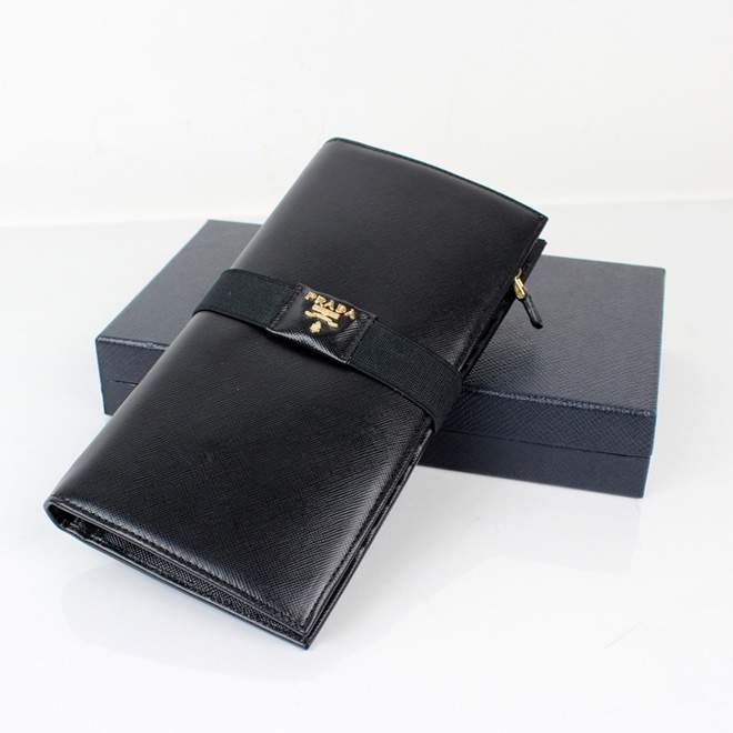 2013 Prada Real Leather Wallet - Prada IM1302 Black