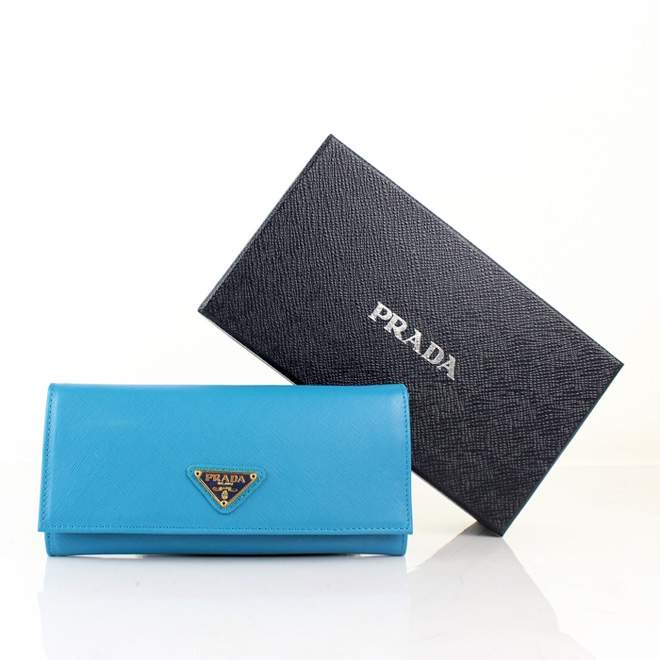 2013 Prada Real Leather Wallet - Prada M201A Blue