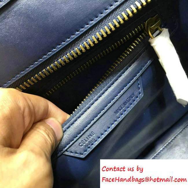 Celine Luggage Micro Tote Bag in Original Leather Navy Blue/Black/White 2016 - Click Image to Close