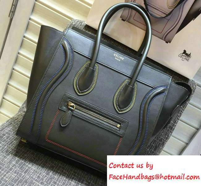 Celine Luggage Micro Tote Bag in Original Leather Olive Green/Blue/Red