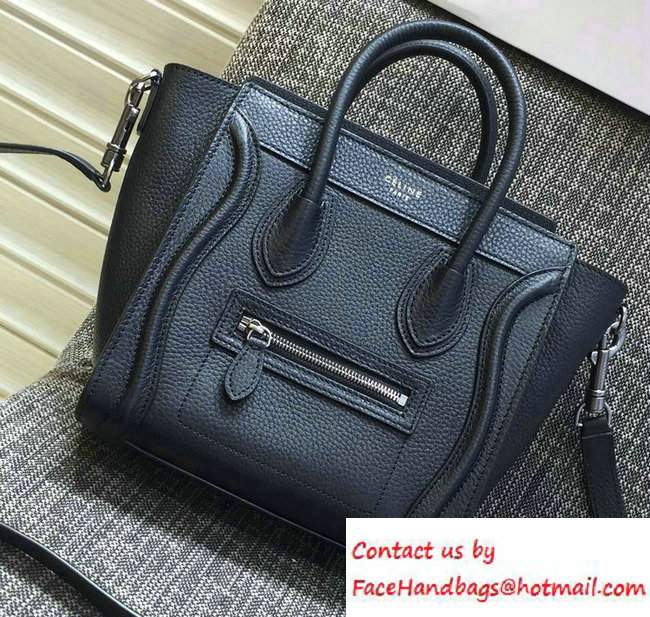 Celine Luggage Nano Tote Bag in Original Grained Leather Black 2016