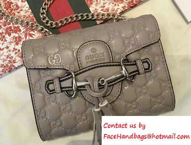 Gucci Emily Guccissima Leather Chain Shoulder Mini Bag 369622 Gray