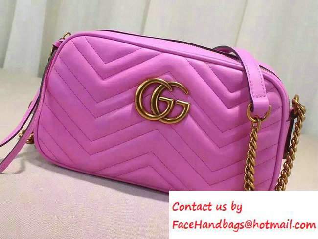 Gucci GG Marmont Matelasse Chevron Shoulder Small Bag 447632 Pink 2016
