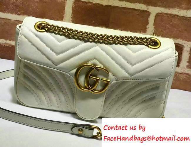 Gucci GG Marmont Matelasse Chevron Small Chain Shoulder Bag 443497 White 2016