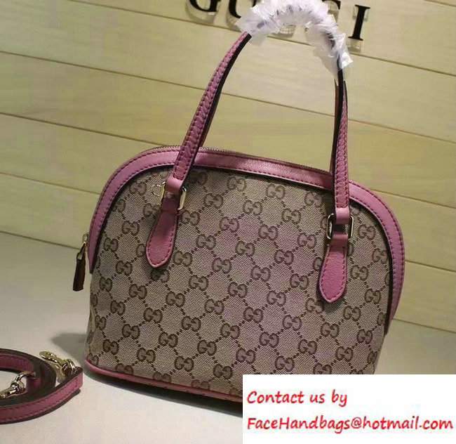 Gucci GG Supreme Canvas Convertible Mini Dome Cross Body Bag 341504 Pink