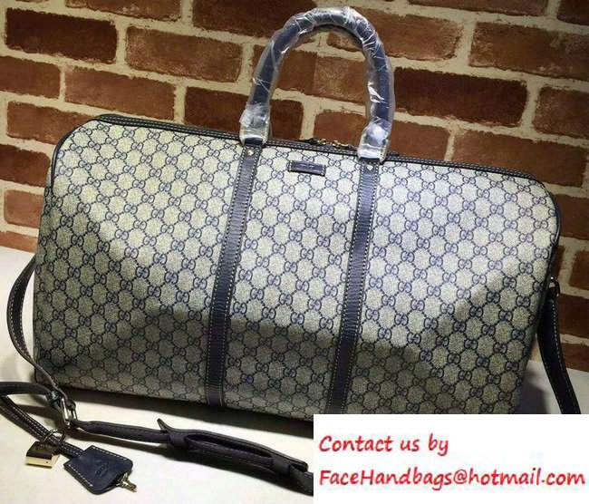Gucci Large GG Plus CarryOn Duffle Luggage Bag 206500 Blue [Gucci