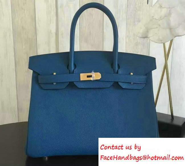 Hermes Birkin 30/35 Bag in Original Epsom Leather Bag Galicia Blue