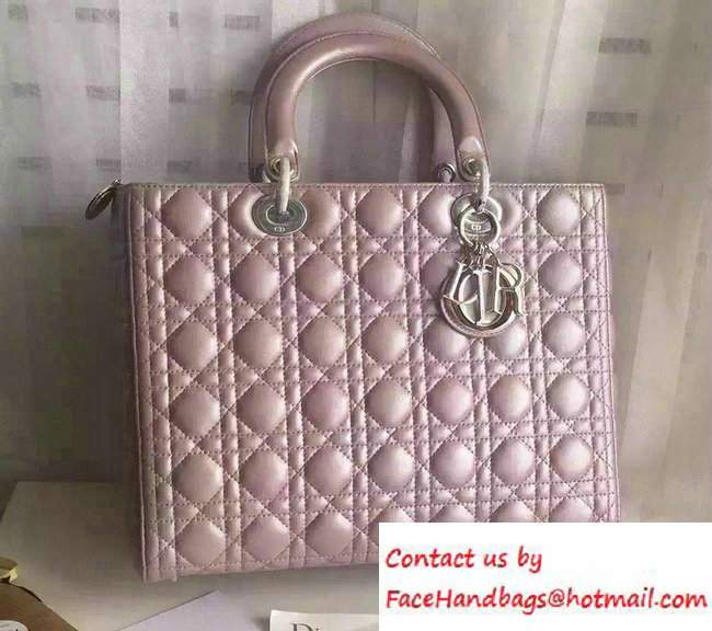 Lady Dior Large Bag in Lambskin Leather Pearl Pink - Click Image to Close