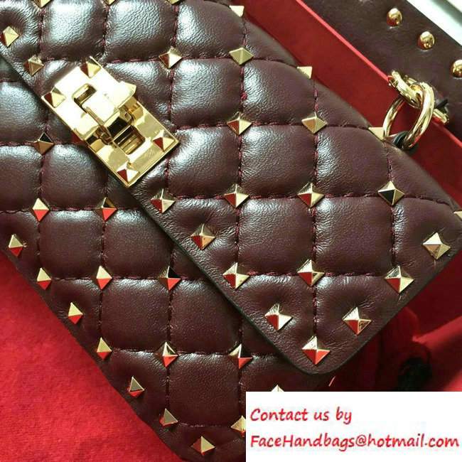 Valentino Rhombus Rockstud Spike Small Chain Shoulder Bag Burgundy 2016 - Click Image to Close