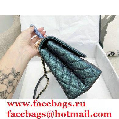 Chanel Coco Handle Medium Flap Bag Pearl Green/Blue with Lizard Top Handle A92991 Top Quality 7148 - Click Image to Close