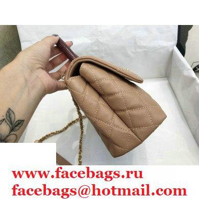 Chanel Coco Handle Small Flap Bag Beige/Burgundy with Lizard Top Handle A92990 Top Quality 7147 - Click Image to Close