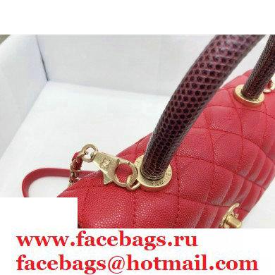 Chanel Coco Handle Small Flap Bag Red/Burgundy with Lizard Top Handle A92990 Top Quality 7147 - Click Image to Close