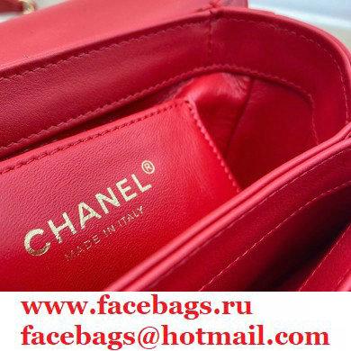 Chanel Lambskin with Onyx and Pearls Mini Flap Bag AS1889 Red 2020 - Click Image to Close