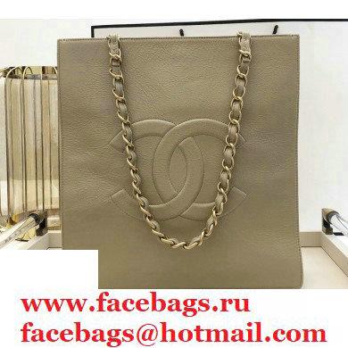 Chanel Shiny Aged Calfskin Vertical Shopping Tote Bag AS1945 Beige 2020