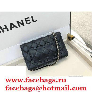 Chanel Shiny Crumpled Goatskin Wallet on Chain WOC Bag AP1530 Black 2020