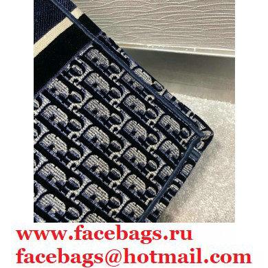 DIOR Blue Dior Oblique Embroidered Velvet large book tote bag 2020 - Click Image to Close