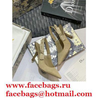 Dior Heel 9.5cm J'Adior Metallic Thread Embroidered Slingback Pumps Beige 2020