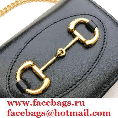 Gucci 1955 Horsebit Small Wallet with Chain Bag 623180 Leather Black 2020