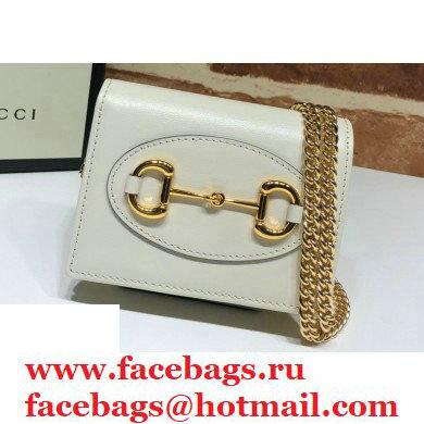 Gucci 1955 Horsebit Small Wallet with Chain Bag 623180 Leather White 2020
