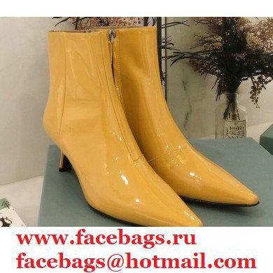 Prada Heel 6cm Glossy Patent Leather Booties Yellow 2020