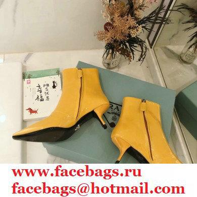 Prada Heel 6cm Glossy Patent Leather Booties Yellow 2020 - Click Image to Close